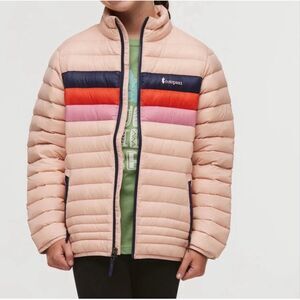 Cotopaxi Girls Fuego Down Puffer Coat Medium Rosewood Stripes